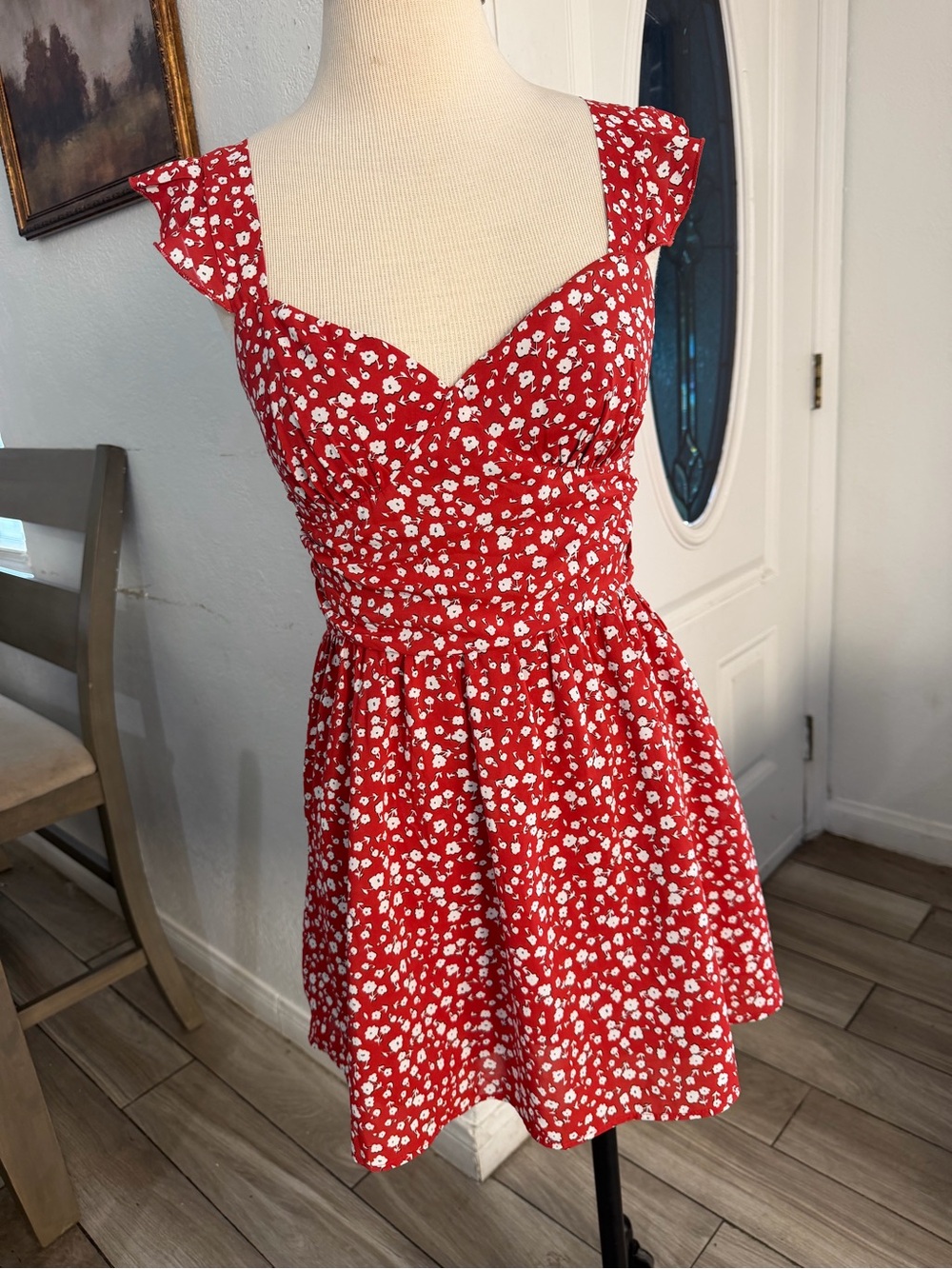 Princess Polly Red Floral Sweetheart Mini Dress